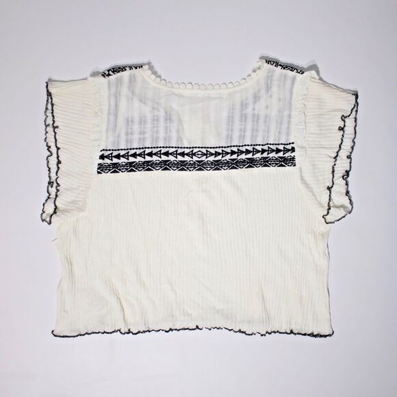 NWT $68 Free People Sarafina Embroidered Tassel Top Ruffle Boho Western Women L - Picture 12 of 14